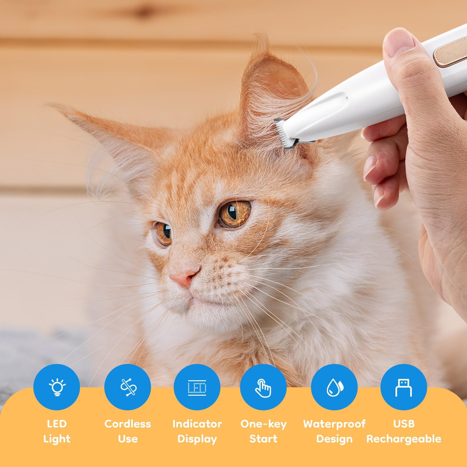Low-Noise LED Clippers for Dogs & Cats