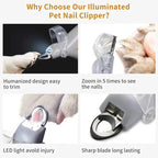 Dog & Cat Nail Clippers with LED Light and Magnifying Glass