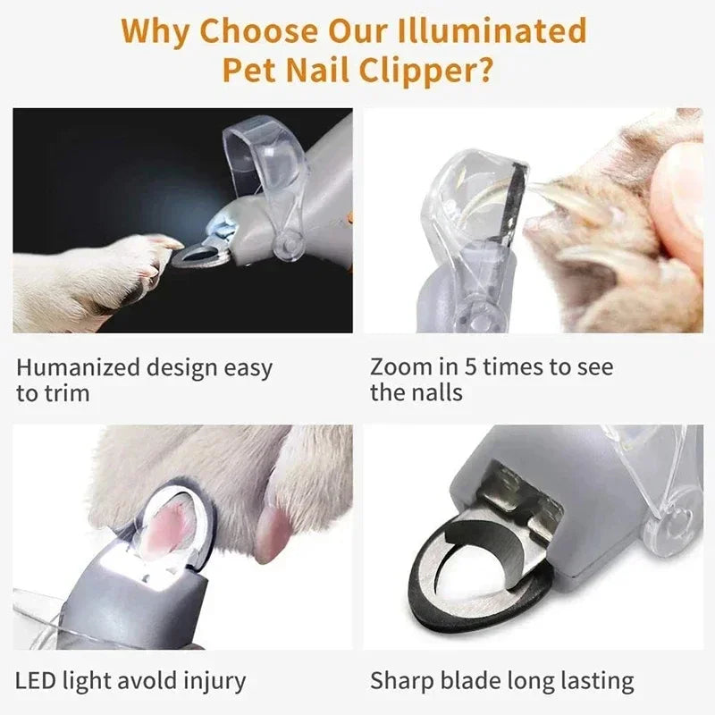 Dog & Cat Nail Clippers with LED Light and Magnifying Glass